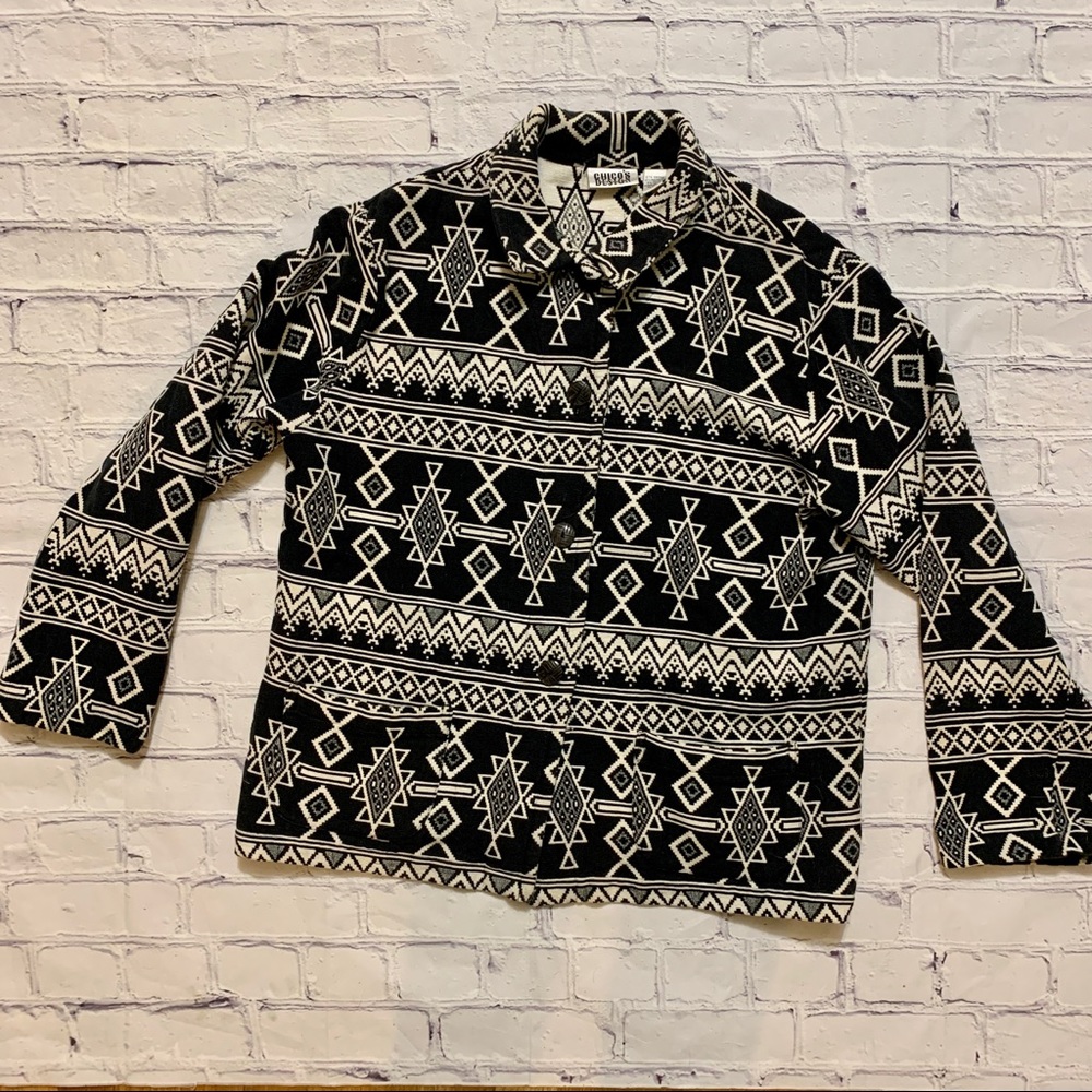 Vintage 80s Chico's Aztec Tribal Button Up Jacket